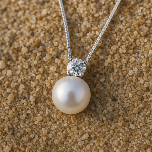 Coastline - Pearl With CZ Pendant